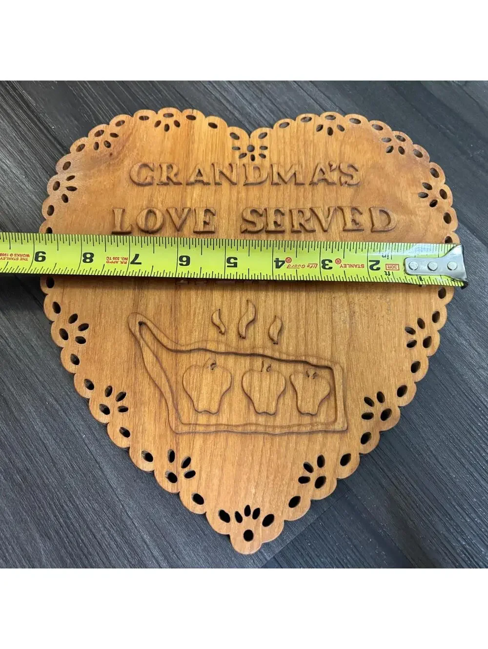Solid Wood Crafted Triven Grandma Wood Kitchen Decor Apple Pie Heart 9